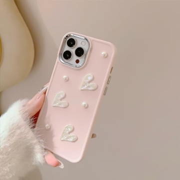 Stylish 3D Love Heart iPhone 12 Case for Girls