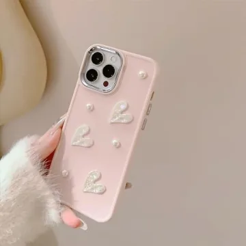 Stylish 3D Love Heart iPhone 12 Case for Girls