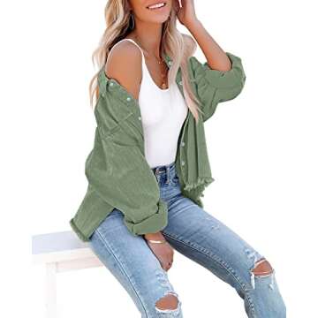 LookbookStore Fall Coats Women Shacket Shackets Fall Women Western Jackets for Women Oversized Jean Jacket for Women Womens Western Clothing Green Jacket Women Size M Size 8 Size 10