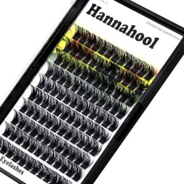 Hannahool Large Pack Wide Stem Cluster Eyelashes D Curl 10-20mm Available Handmade D Curl Wide Stem Individual False Eyelashes 5D Volume DIY Eye Lashes Extensions Beauty Tools (12mm)
