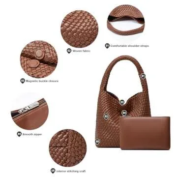 Stylish Vegan Leather Woven Tote Bag for Women