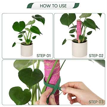 Flossy Moss Coconut Coir Moss Poles for Climbing Plants – Eco Friendly Coir Moss Poles for Potted Plants – Durable Design – Set of 2 Stackable Moss Poles for Plants – Included 6ft Garden Velcro Ties