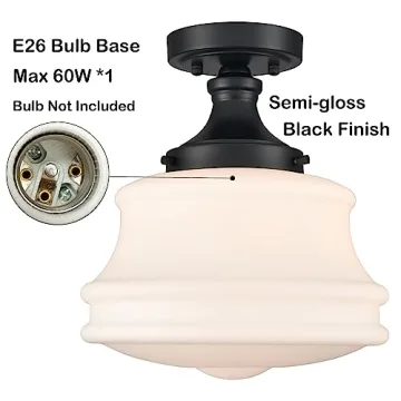 TEENYO Black Semi Flush Mount Ceiling Light for Home Decor