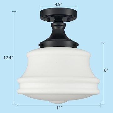 TEENYO Black Semi Flush Mount Ceiling Light for Home Decor