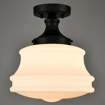 TEENYO Black Semi Flush Mount Ceiling Light for Home Decor