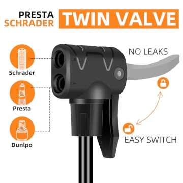 TOOLITIN Floor Bicycle Pump with Gauge,160 Psi High Pressure,Bike Pump Compatible with Presta and Sc...