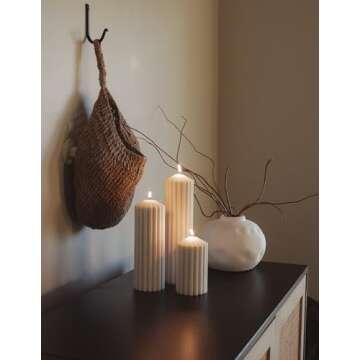 LAWA Ribbed Peak Pillar Candle - Large Beautiful Handmade Pillar Scented Soy Wax Candle Elegant Bubb...