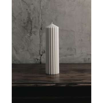 LAWA Ribbed Peak Pillar Candle - Large Beautiful Handmade Pillar Scented Soy Wax Candle Elegant Bubble Aesthetic Candle Housewarming Gift Home Room Shelf Decor Idea White (Large)