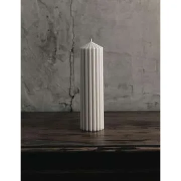 LAWA Ribbed Peak Pillar Candle - Large Beautiful Handmade Pillar Scented Soy Wax Candle Elegant Bubble Aesthetic Candle Housewarming Gift Home Room Shelf Decor Idea White (Large)