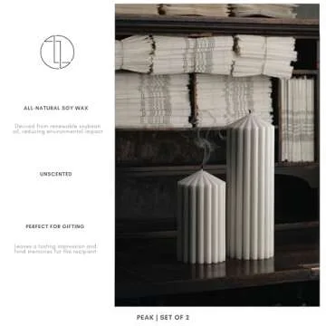 LAWA Ribbed Peak Pillar Candle - Large Beautiful Handmade Pillar Scented Soy Wax Candle Elegant Bubble Aesthetic Candle Housewarming Gift Home Room Shelf Decor Idea White (Large)