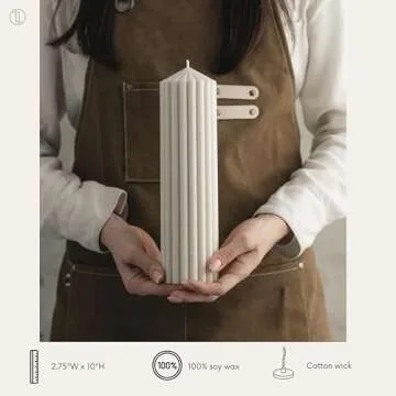 LAWA Ribbed Peak Pillar Candle - Large Beautiful Handmade Pillar Scented Soy Wax Candle Elegant Bubble Aesthetic Candle Housewarming Gift Home Room Shelf Decor Idea White (Large)