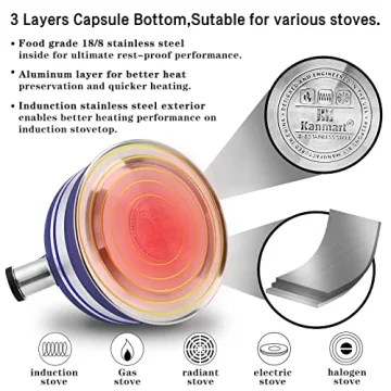 Kanmart 2.5L Whistling Tea Kettle - Stainless Steel & Stylish Boil