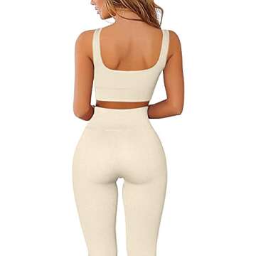 2 Piece Workout Outfits Leggings Sets for Women Seamless High Waisted Yoga Running Shorts Sports Act...