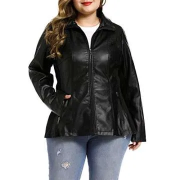 Stylish Plus Size Faux Leather Jacket for Women