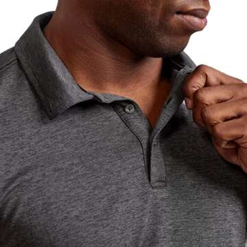 TRUEWERK Men's Tech Polo Shirts - Work Performance Polo, Small Grey