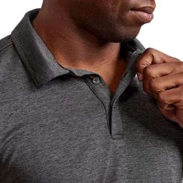 TRUEWERK Men's Tech Polo Shirts - Work Performance Polo, Small Grey