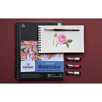 Canson Artist Series Montval Watercolor Paper, Wirebound Pad, 5.5x8.5 inches, 12 Sheets (140lb/300g)...