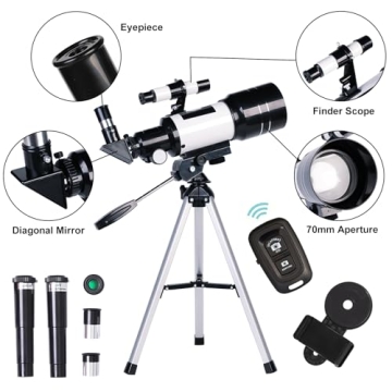 Beginner-friendly 70mm Telescope with Phone Adapter