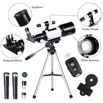 Beginner-friendly 70mm Telescope with Phone Adapter