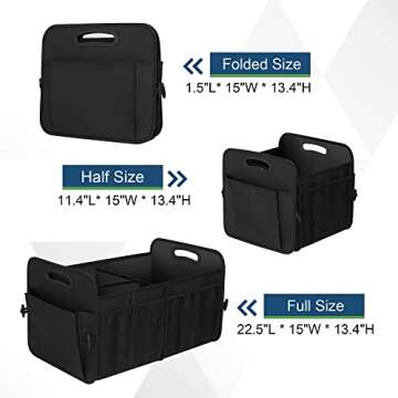 Femuar Trunk Organizer with 72L Large Capacity and Velcro