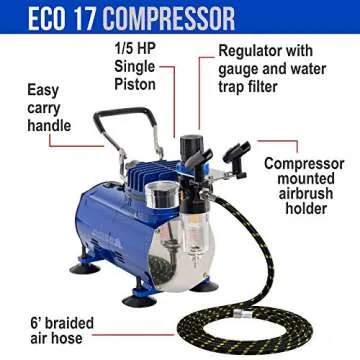 Professional Master Airbrush Multi-Purpose Gravity Feed Airbrushing System Kit - Model G22 Gravity Feed Dual-Action Airbrush with 1/3 oz. Fluid Cup and 0.3 mm Tip, Hose, Powerful 1/5hp Air Compressor
