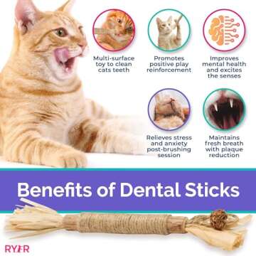 RYERCAT Silvervine Sticks for Cats【Canadian Brand】 All-Natural Cat Chew Toy for Aggressive Chewers and Kitten Teething - Pet Friendly, Smooth Finish, Irresistible Taste and Smell (5 Pack)
