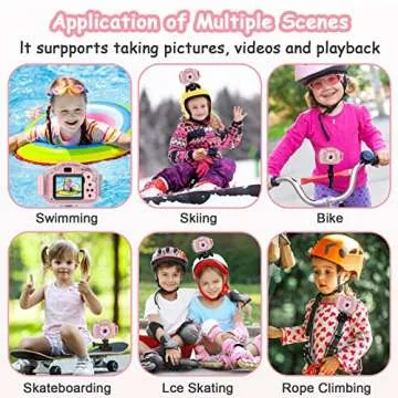 Agoigo Kids Waterproof Camera Toys for 3-12 Year Old Boys Girls Christmas Birthday Gifts Children's HD Video Digital Action Cameras Child Indoor Outdoor Toddler Camera, 2 Inch Screen (Pink)