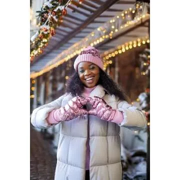 Funky Junque FJ Women's Puffer Faux Fur Pom Pom Beanie - Pink