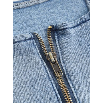 Trendy SOLY HUX Women's Square Neck Denim Crop Top