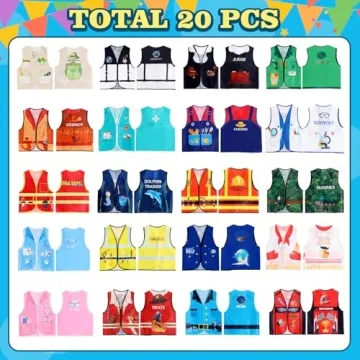 Kids Career Dress Up Vests 20 PCS Role Play Costumes