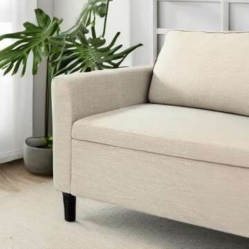 HULALA HOME Modern Storage Bench with Throw Pillows, 59.4" Extra Long Bedroom Ottoman Bench for End of Bed, Comfy Upholstered Footstool for Entryway Dining Room Living Room, Beige