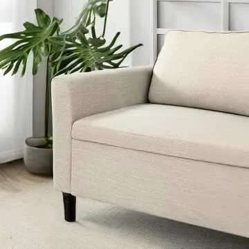 HULALA HOME Modern Storage Bench with Throw Pillows, 59.4" Extra Long Bedroom Ottoman Bench for End of Bed, Comfy Upholstered Footstool for Entryway Dining Room Living Room, Beige