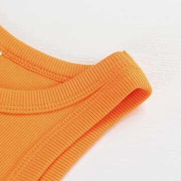 Artfish Women Casual Basic Sleeveless High Neck Rib-Knit Front Racerback Crop Tank Top (01#Orange, XS)