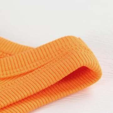 Artfish Women Casual Basic Sleeveless High Neck Rib-Knit Front Racerback Crop Tank Top (01#Orange, XS)