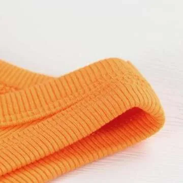 Artfish Women Casual Basic Sleeveless High Neck Rib-Knit Front Racerback Crop Tank Top (01#Orange, XS)