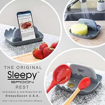 SleepySpoon - Spoon Rest for Kitchen Counter – Pot Lid Holder and Spoon Holder – Multipurpose Ga...