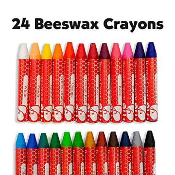 Faber-Castell Back to School Beeswax Crayon Coloring Set - 24 Beeswax Crayons, Crayon Sharpener & Doodle Pad, Multi (FC14339)
