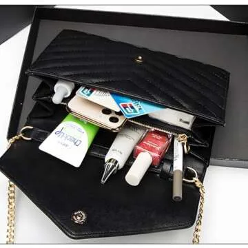 YXBQueen Elegant Woven Black Vegan Leather Purse