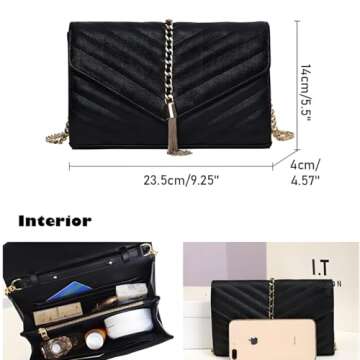 YXBQueen Elegant Woven Black Vegan Leather Purse