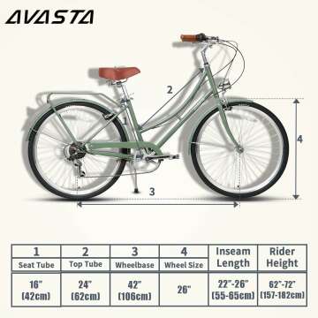 AVASTA 26" Women's Hybrid Bike - Step Through Comfort