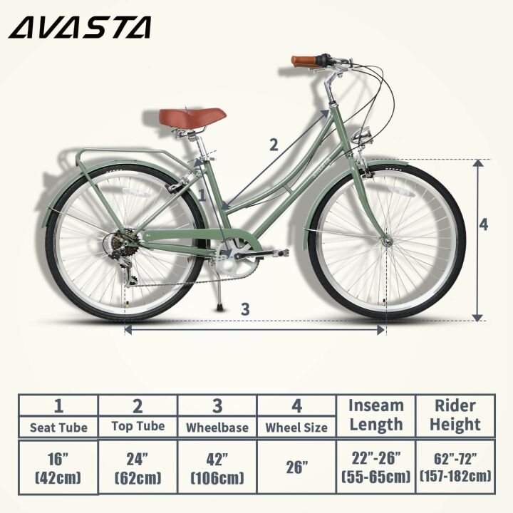 AVASTA 26" Women's Hybrid Bike - Step Through Comfort