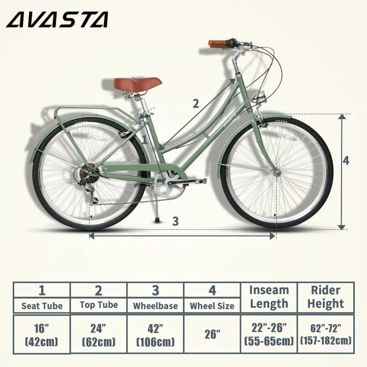 AVASTA 26" Women's Hybrid Bike - Step Through Comfort