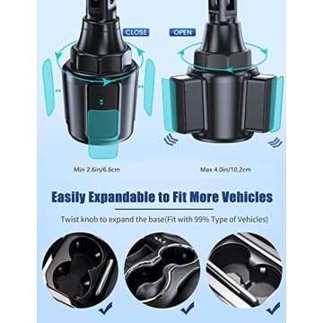 Wireless Car Charger, MOKPR 15W/10W/7.5W Cup Holder Phone Mount, Auto Clamping Fast Charging Car Mount, Air Vent Phone Holder for iPhone 16 15/14/13/12 pro/12/11/XS/X/8, Samsung S23/S22/S10/S9/S8, etc