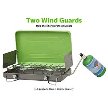 Flame King VT-101 2-Burner Portable Camping Stove Grill, Great for Outdoor Cooking, Backpacking, Com...