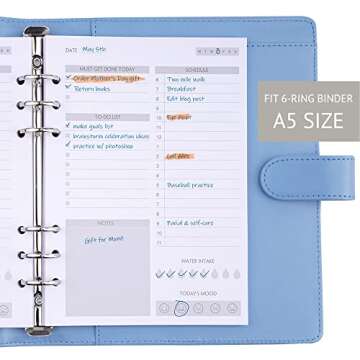 (Set of 270 Sheets) A5 To Do List Refill Paper, Undated Daily Schedule, Day Priorities, Notes and Water Tracker, 6-Hole Punches, 5.82"x8.26"