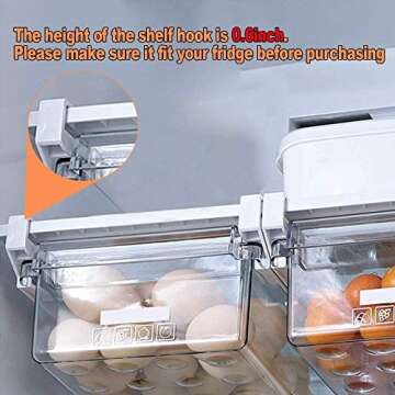 LUCKY-GO 2 Pack Fridge Drawer Organizer Bins, Pull Out Refrigerator Organizer, Fridge Shelf Holder Storage Box, Fridge Food Storage Container with Handle, Fit For Fridge Shelf Under 0.6 Inch