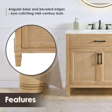 Altair Design Solana 36" Wood Vanity Without Mirror in Weathered Fir Brown/White