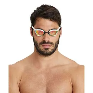 Arena Unisex Cobra Ultra Swipe Racing Swim Goggles for Men and Women Swipe Anti-Fog Technology Polycarbonate Mirror Lens, Yellow Copper/White