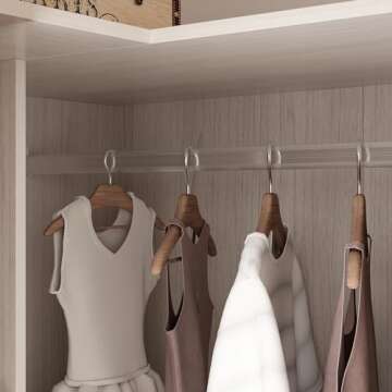 Homsee Warm Grey L-Shape Armoire Wardrobe Closet with Frosted Glass Doors, Hanging Bar & Shelves, Wooden Closet Storage Cabinet for Bedroom (35.4”L x 35.4”W x 70.9”H)