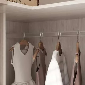 Homsee Warm Grey L-Shape Armoire Wardrobe Closet with Frosted Glass Doors, Hanging Bar & Shelves, Wooden Closet Storage Cabinet for Bedroom (35.4”L x 35.4”W x 70.9”H)